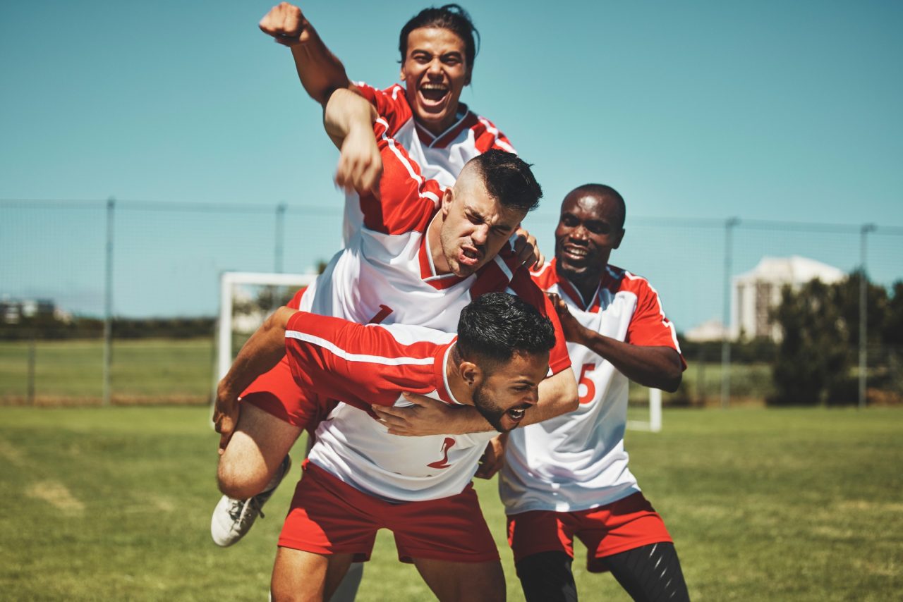 Premier League teammates celebrating a hard-fought victory, showcasing unity, motivation, and the mental strength behind top-level football success.